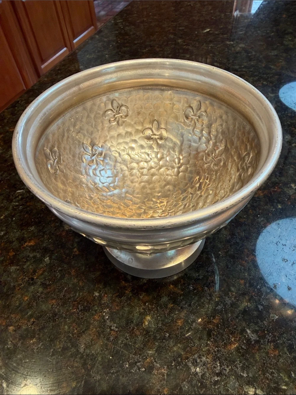 IHI Footed Hammered Serving Bowl.